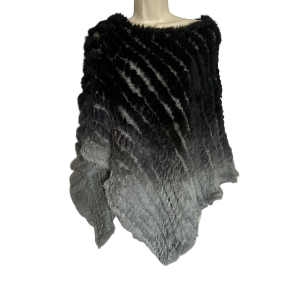 Love Token Black and Gray Rabbit Fur Wrap